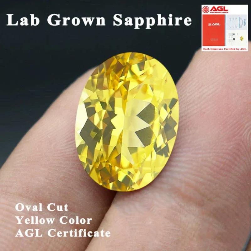 

Top Quality Lab Grown Sapphire Oval Cut Yellow Color Charm Gemstone for Advanced Jewelry Making Inlay Selectable AGL Certificate