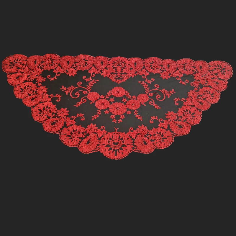 Mantilla de encaje de estilo clásico español, velo de Iglesia Católica, tamaño grande, media luna