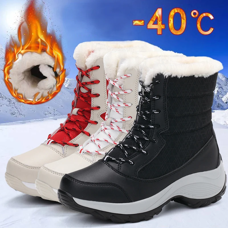 Women's Boots Snow 2025 Trend Ladies Shoes Platform Woman Shoes Lightweight Mid High Boots Flat Botas Mujer Winter Shoes Boots