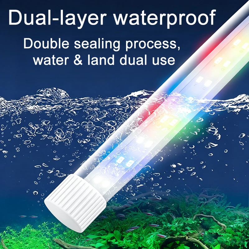 USB Aquarium Vollspektrum LED-Licht Weitwinkel Unterwasser-Fischbeckenlampe 3 RGB-Farbmodi Dimmbare Helligkeit Wasserdichte Lampe – Detail 7