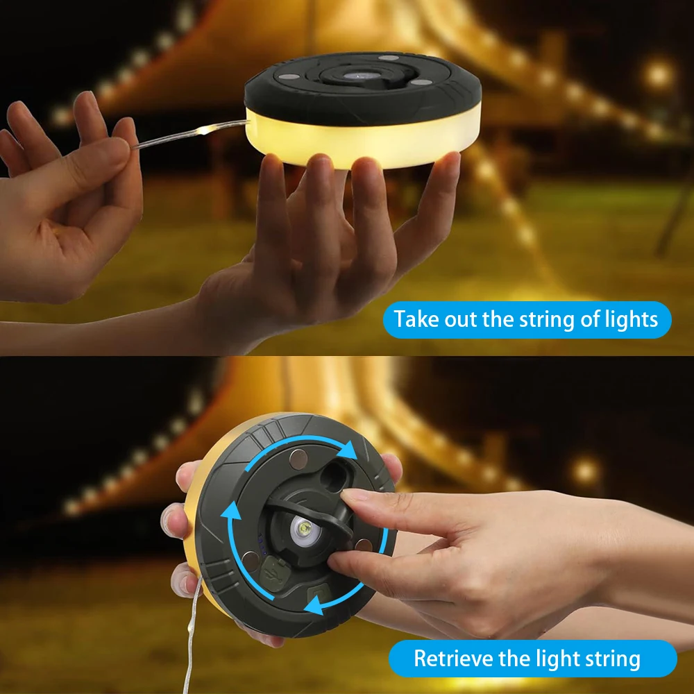 10M Creative Tape Measure Light String Camping Decoration Storage Light Strip USB Rechargeable Outdoor Waterproof LED Flashlight