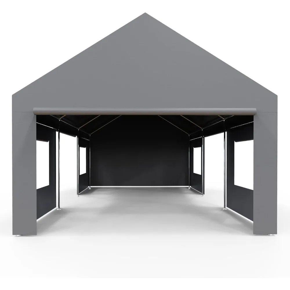 

Негабаритный портативный гараж для тяжелых условий эксплуатации Carport 13x20 футов с 4 дверцами и 4 окнами, усиленной рамой и защитой от атмосферных воздействий на открытом воздухе