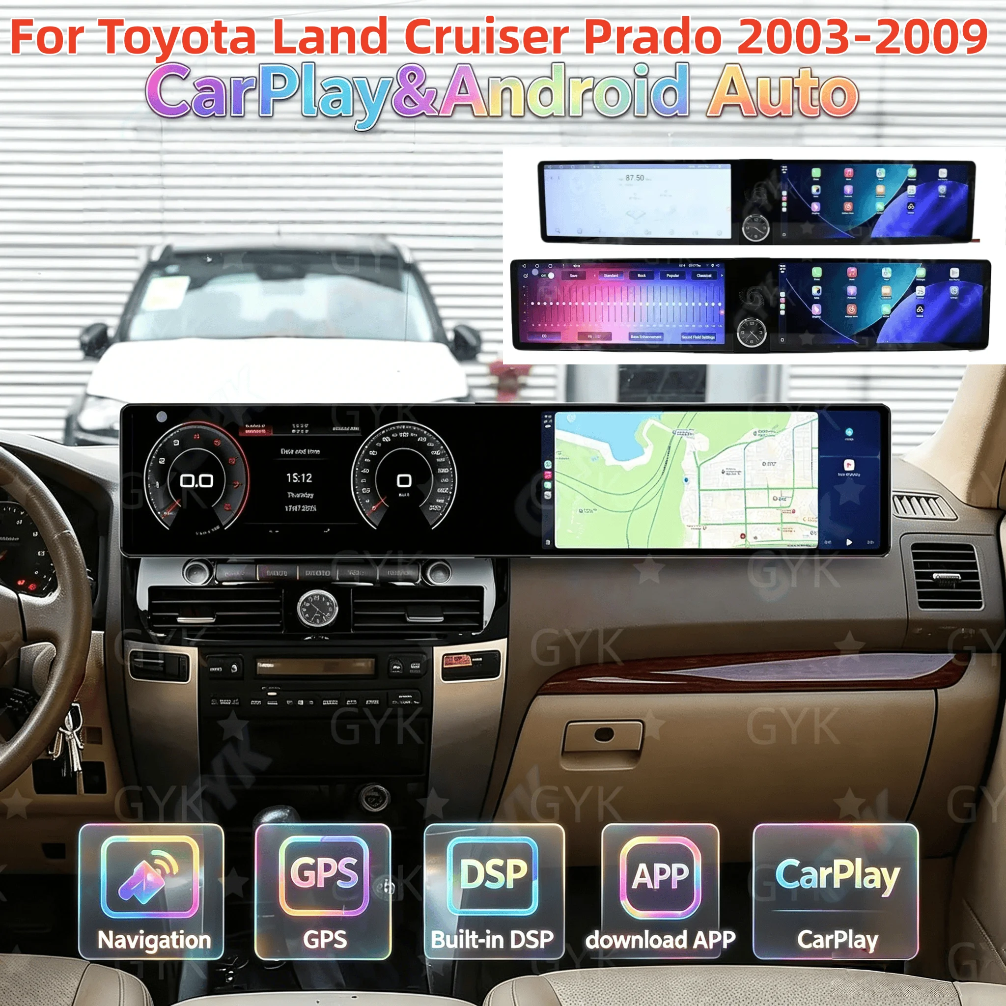 Dual-screen Interaction For Toyota Land Cruiser Prado 2003-2009 Android Car Radio Multimedia GPS Navigation Video Stereo HD