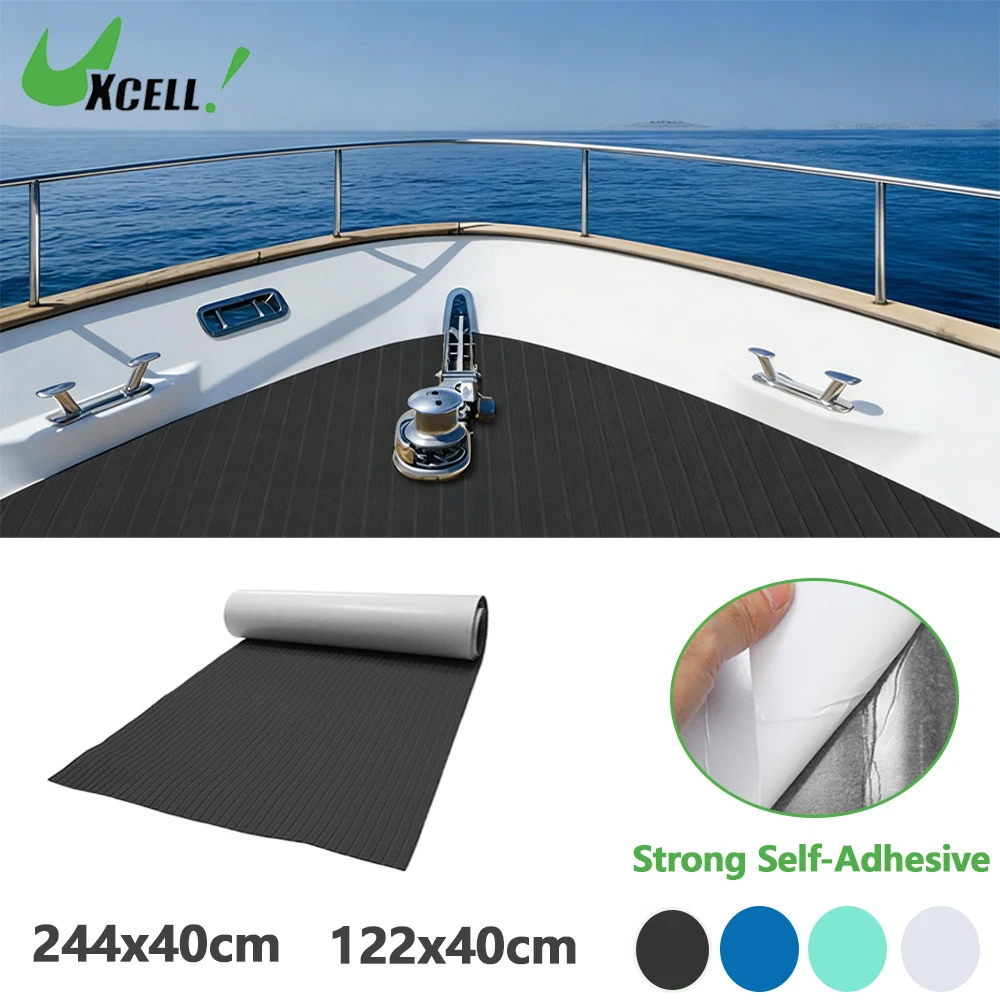 UXCELL 244x40cm/122x40cm EVA Foam Boat Flooring Self-Adhesive Traction Pad  for Boat Deck Helm Pad RV Surfboard Boat Accessories