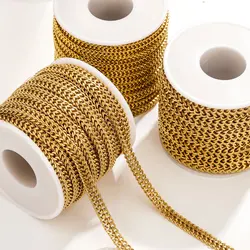 1 Meter  Stainless Steel 2 in 1 Cuban Edge Embossing Figaro Flat Chains for Vintage Necklace Making Jewelry Supplies Bracelet