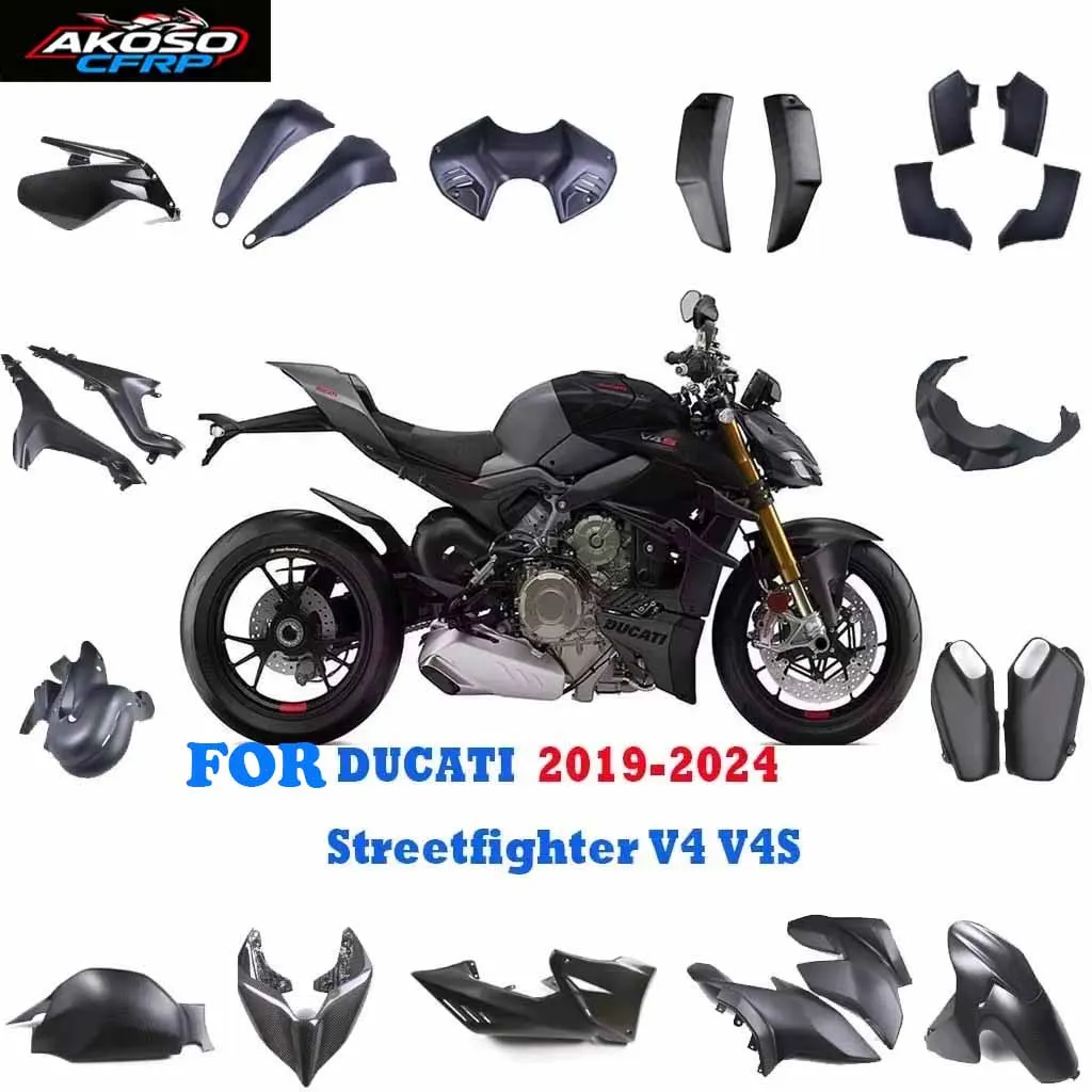 

Motorcycle For DUCATI Streetfighter V4 V4S 2019-2024 Carbon Fiber Modified Fender Cover Side Panels Exhaust Fairing Accessories