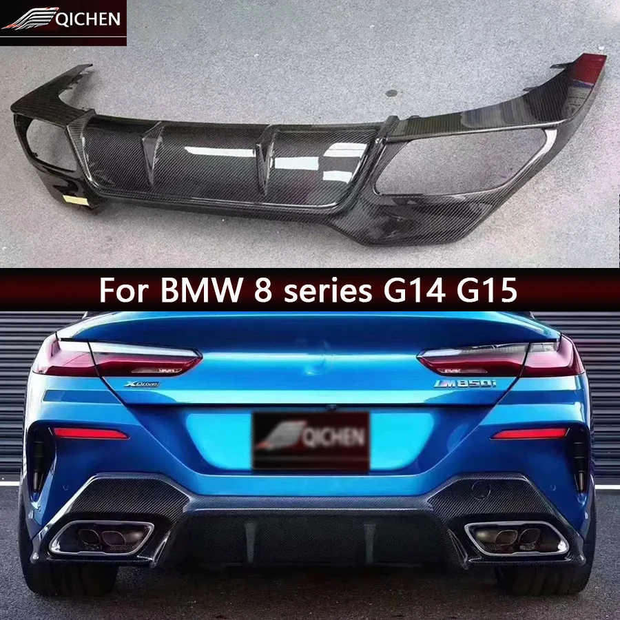

For BMW 8 series G14 G15 830 840 850 3D style Carbon Fiber Back lip Car Bumper Diffuser Rear Splitters Spoiler body kit