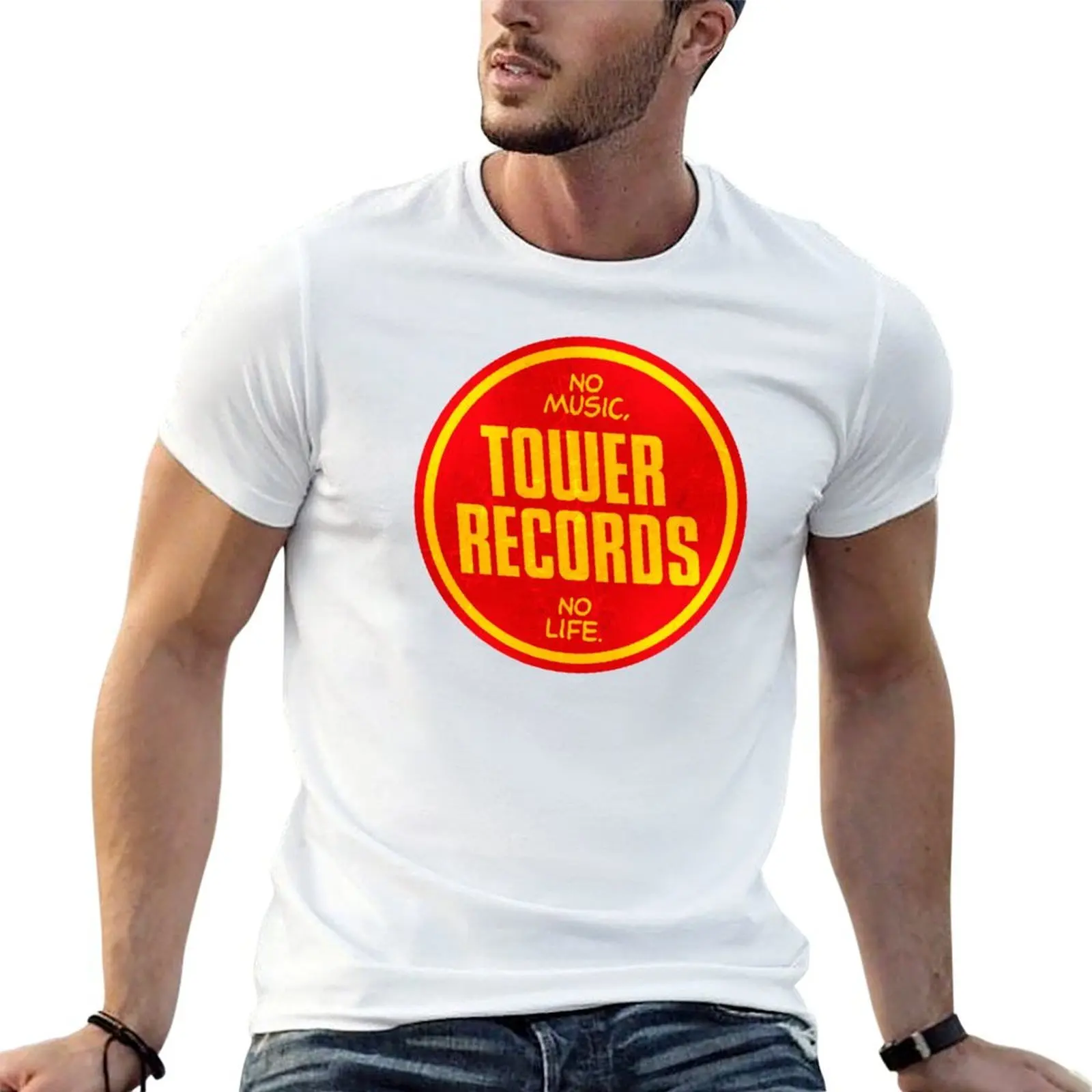 

Tower Records vintage T-Shirt man t shirt cotton cotton t shirts man 100% t shirt personalised T-shirt