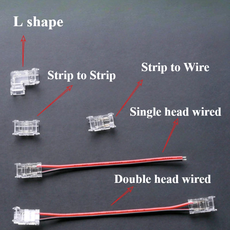 COB LED Wire Connector 5 8 10mm Connection Solderless Mini Buckle FCOB RGB CCT LED Strip Lights 2Pin No Dark Area Connector 4