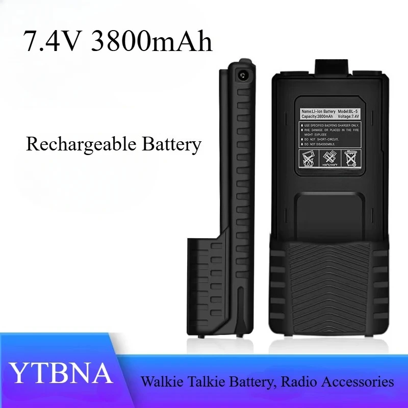 Compatible with BaoFeng UV-5R Plus 7.4V 3800mAh Rechargeable Battery UV5RA Radio Accessories BL-5 Extended Walkie Talkie Battery
