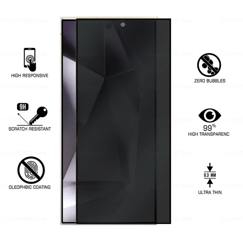 2to1 Camera Lens Anti-Spy Tempererd Glass For Samsung Galaxy S24 Ultra S 24 Plus 24ultra S24Ultra Screen Protector Privacy Films