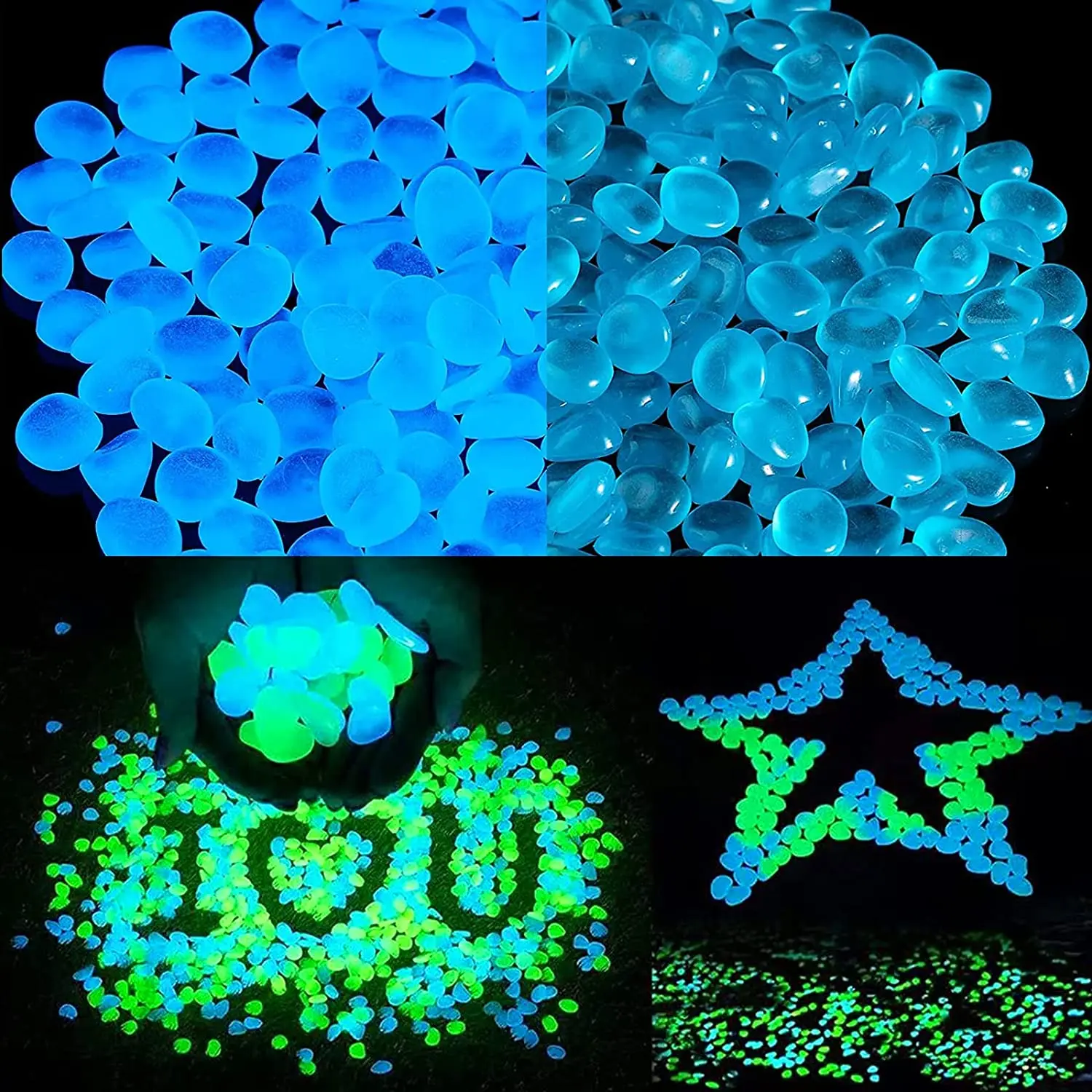 Luminous Stones Glow In The Dark Pebbles Glowing Stones for Outdoor Walkways Home Garden Yard Decor Fish Tank Pebble Rocks