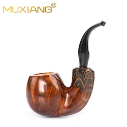 Briar wood pipe, Hungarian big curved pipe,  curved handle vulcanized rubber pipe mouth, solid wood pipe,  3mm pipe channel