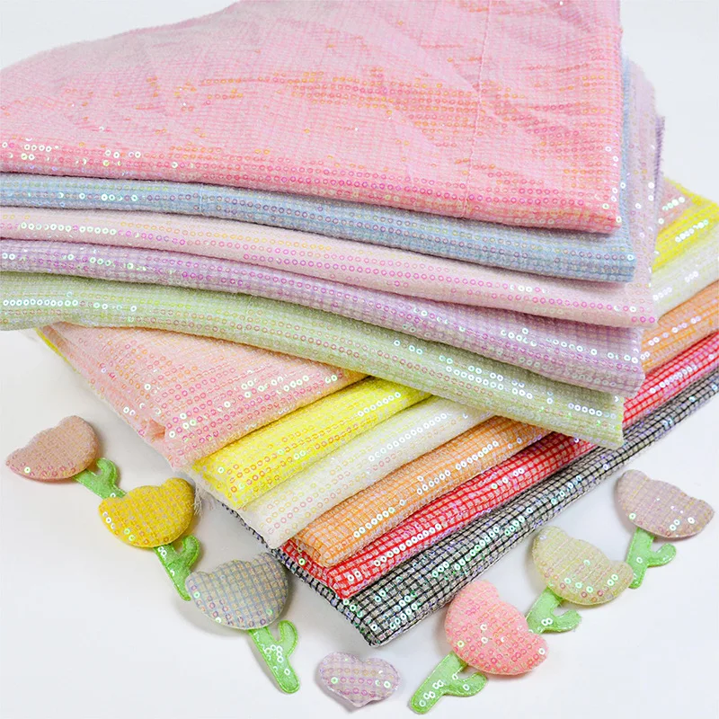 Evening Decoration Dress Handbag Accessories High-Density Glitter Embroidered Sequin Fabric Trimming Cloth Material