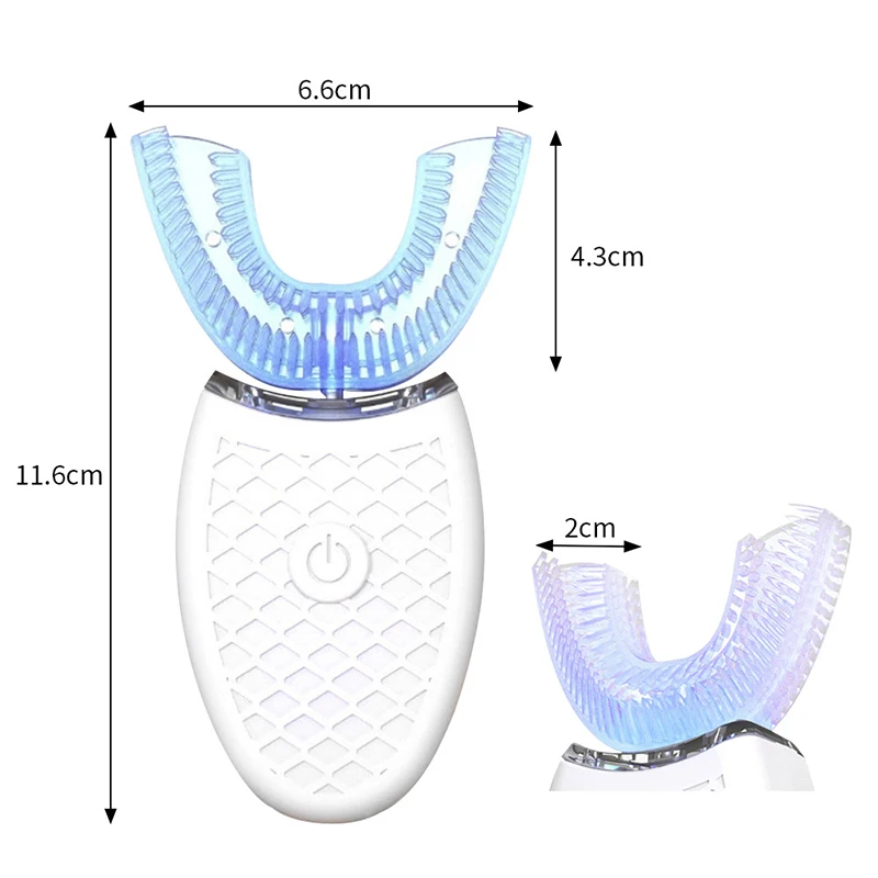 Set di spazzolini da denti automatici ricaricabili professionali impermeabili per sbiancamento dei denti intelligente a forma di U con setole morbide