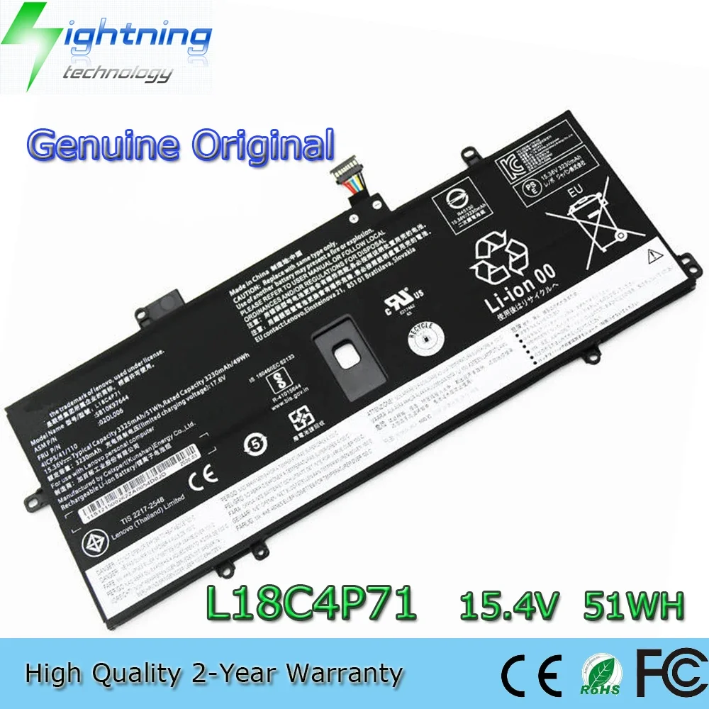 New  Original L18C4P71 15.4V 51Wh Laptop Battery for Lenovo ThinkPad X1 Carbon 7th GEN 2019 2020 L18M4P72 L18L4P71 etc.