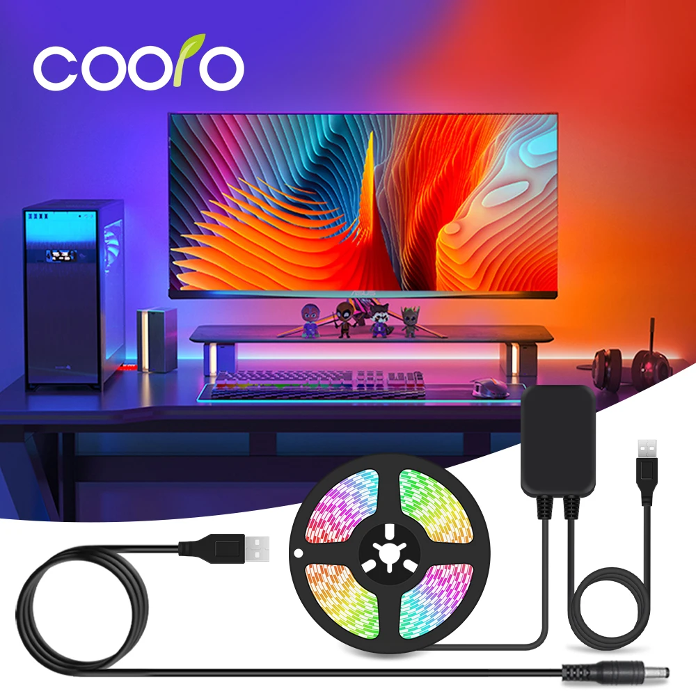 Ambient PC Backlight for Game E-Sports Computer Monitor, immersion Gaming Desktop Sync RGB LED Strip Light Screen Decor Lights