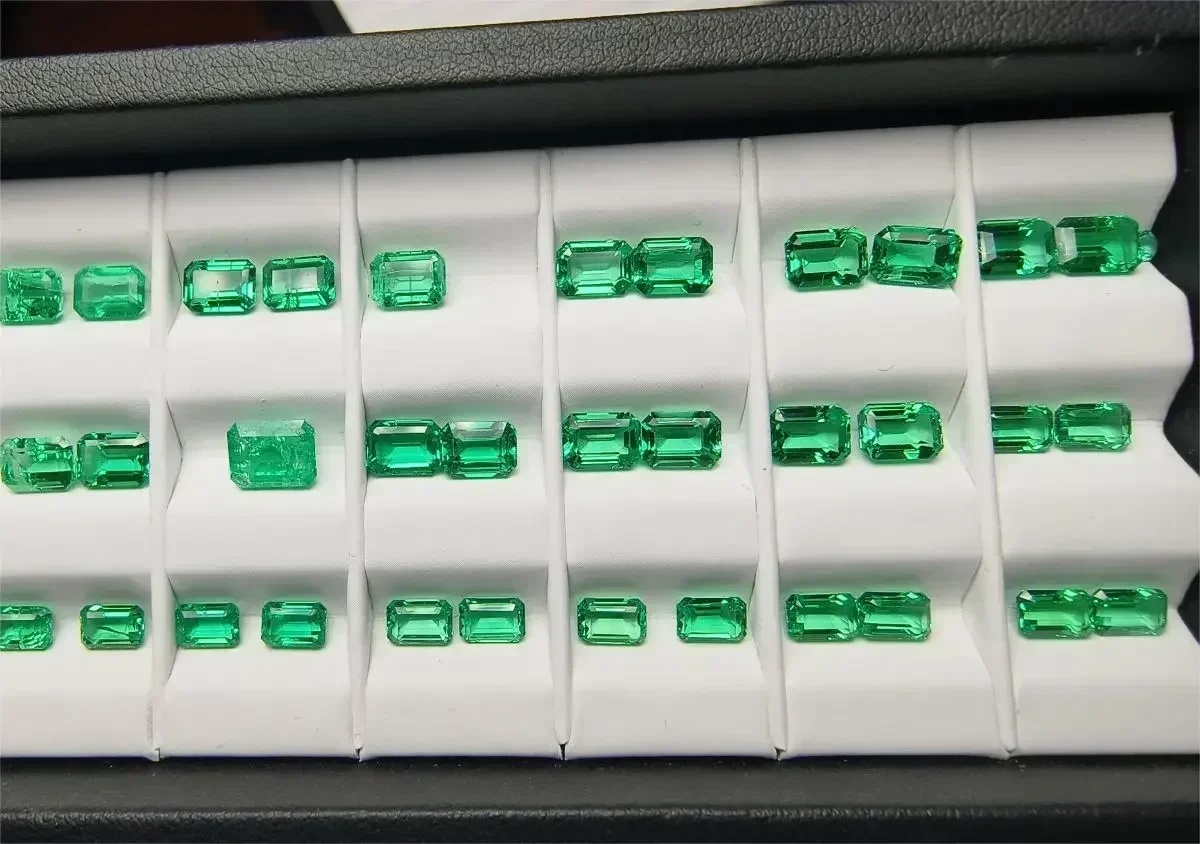 Lab Grown Emerald Stone Green Color Emerald Cut Charms Beads for Jewelry Making Pendant Earrings Materials with  AGL Certificate