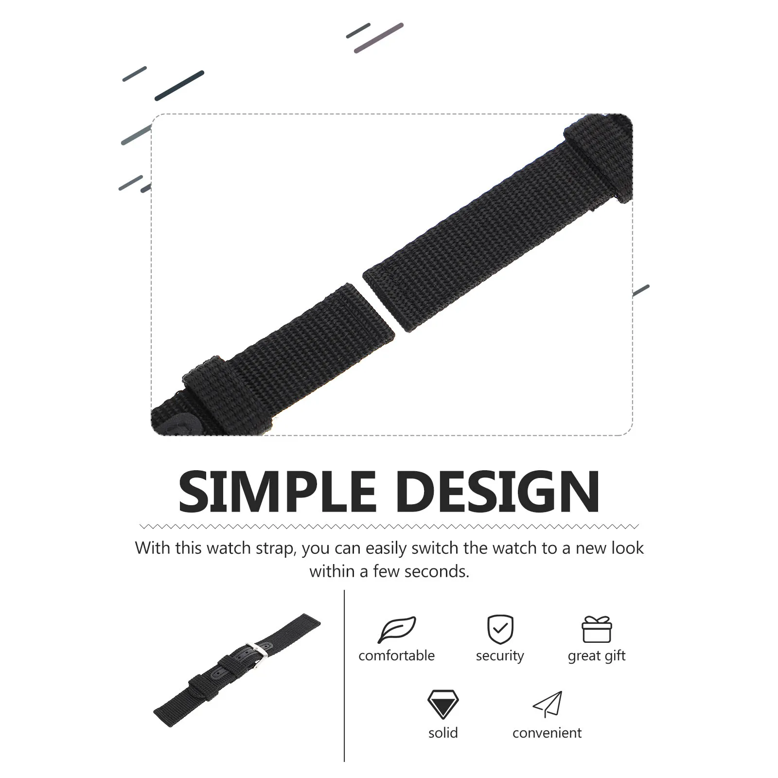 

Waterproof Watch Strap for Universal Men Canvas Nylon Wristband Miss