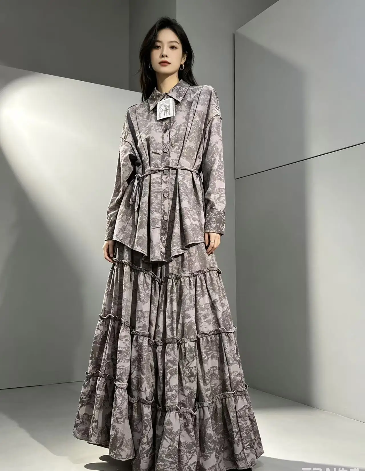 

New Senior Office Lady Set Sashes French Vintage Trend Top+Pleated Wide Leg Pant Spring Female Print Workwear Luxury Suits 2026