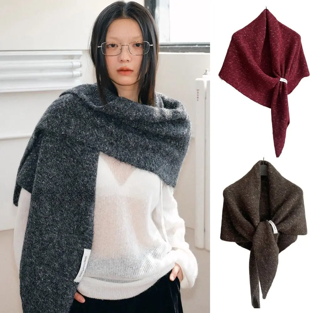 

Женская мода, осень-зима, теплая шерстяная вязаная шаль, высококачественный термотреугольный шарф, корейская накидка, накидки