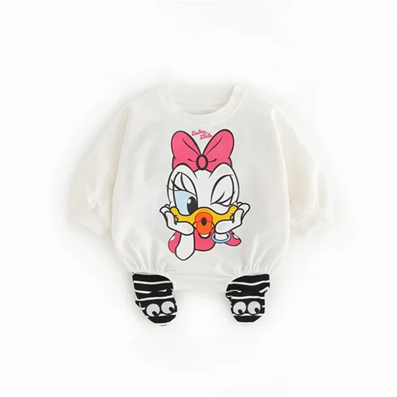 Spring Newborn Baby Romper Leggings 2PCS Set Boy Girl Cartoon Donald Daisy Minnie Infant Jumpsuit One Piece Bodysuit Kid Clothes