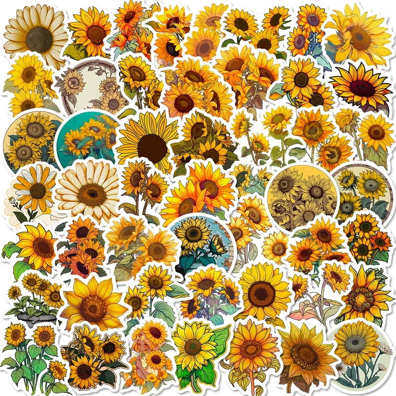 10/30/50 sztuk duszpasterska słonecznik naklejka z PVC estetyczna dekoracja Scrapbooking papiernicze DIY ręczne księgowanie artykuły szkolne