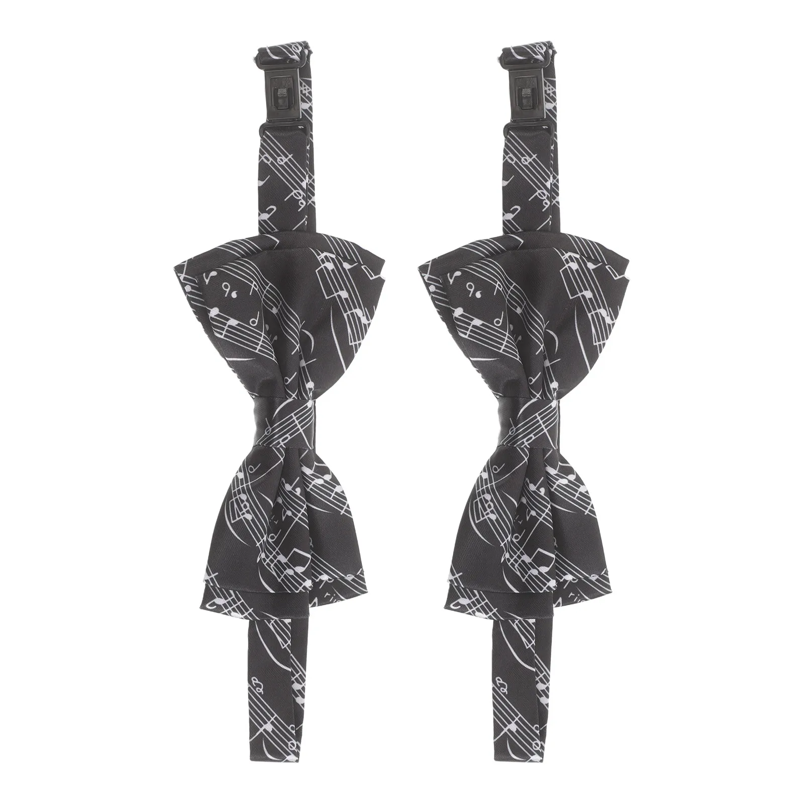 2Pcs Music Note Bow Tie Treble Black White Pre-Tied Adjustable Men Formal Party Wedding Choir Performance Bowties
