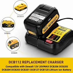 DCB112 DCB609 Lithium Battery Charger For dewalt 10.8V 12V 14.4V 18V 20V DCB206 DCB205 DCB204 DCB203 DCB120,DCB107 DCB115 DCB105