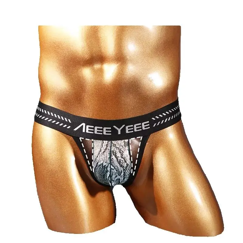 

Men's Underwear Low-Waiste Briefs Breathable Sexy Transparent Panties Comfortable Printed Ultra-Thin Underwear