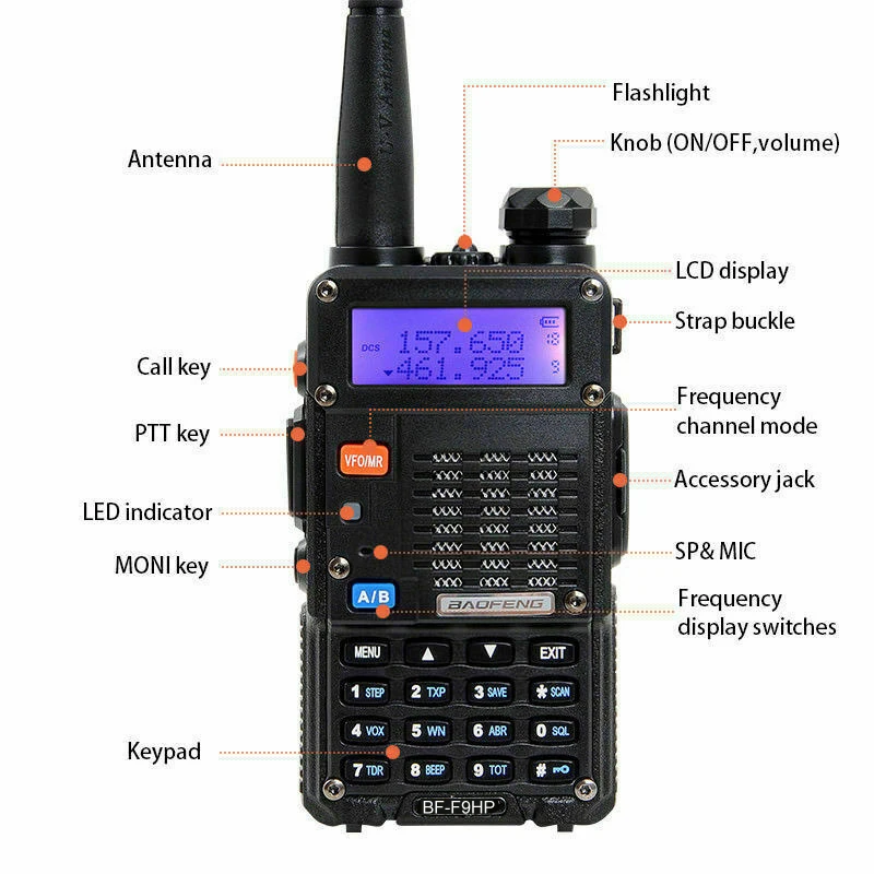 Imagem -06 - Baofeng-long Range Walkie Talkie Rádio em Dois Sentidos Vhf Uhf Rádio Portátil Bf-f9hp Upgrade uv 5r