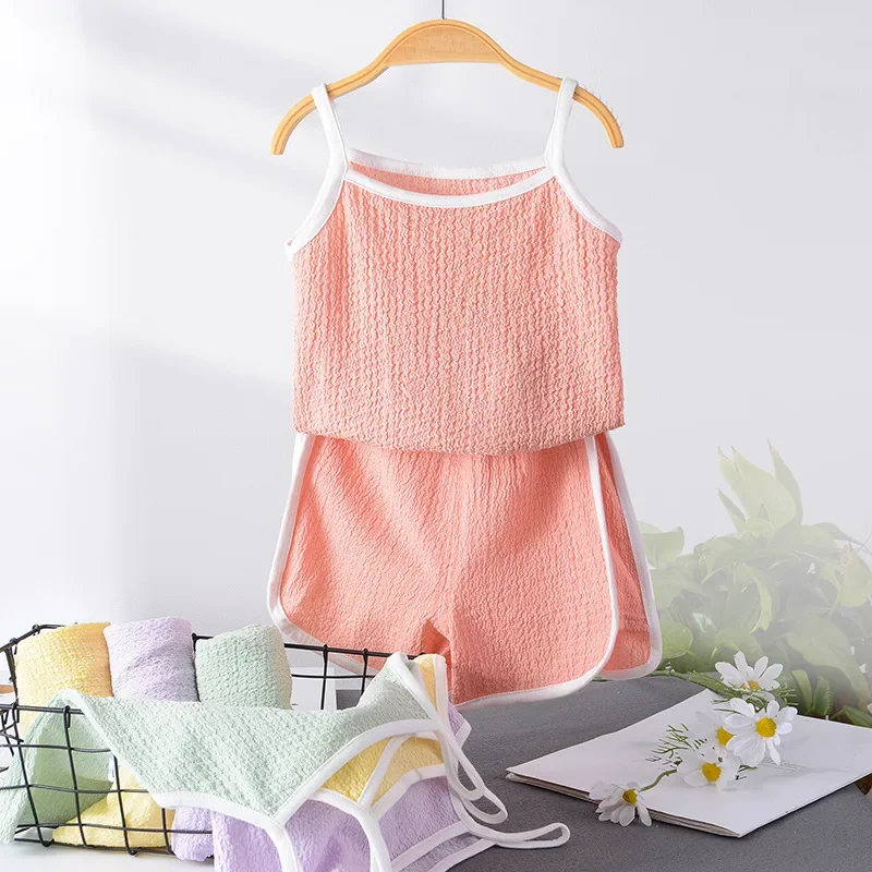 2025 New Girls Vest Sets Summer Baby Thin Style Shorts Girls Clothes Children Clothing Set Kids Casual Sets for Children image 4