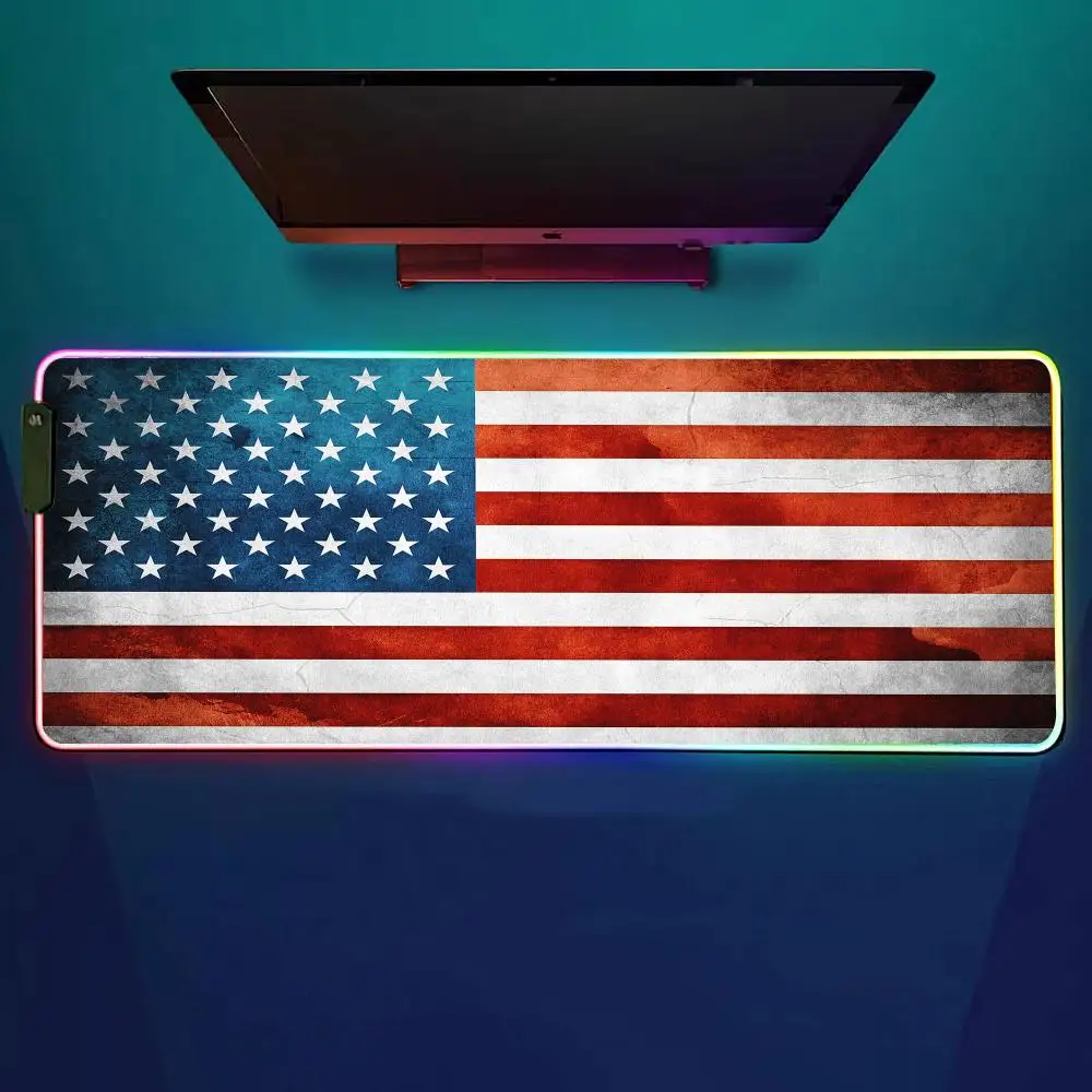 アメリカ国旗マウスパッド-rgb-ゲーミングマウスパッド-デスクマット-hd-ゲーマー-大型-led-ライト-xxl-マウスパッド
