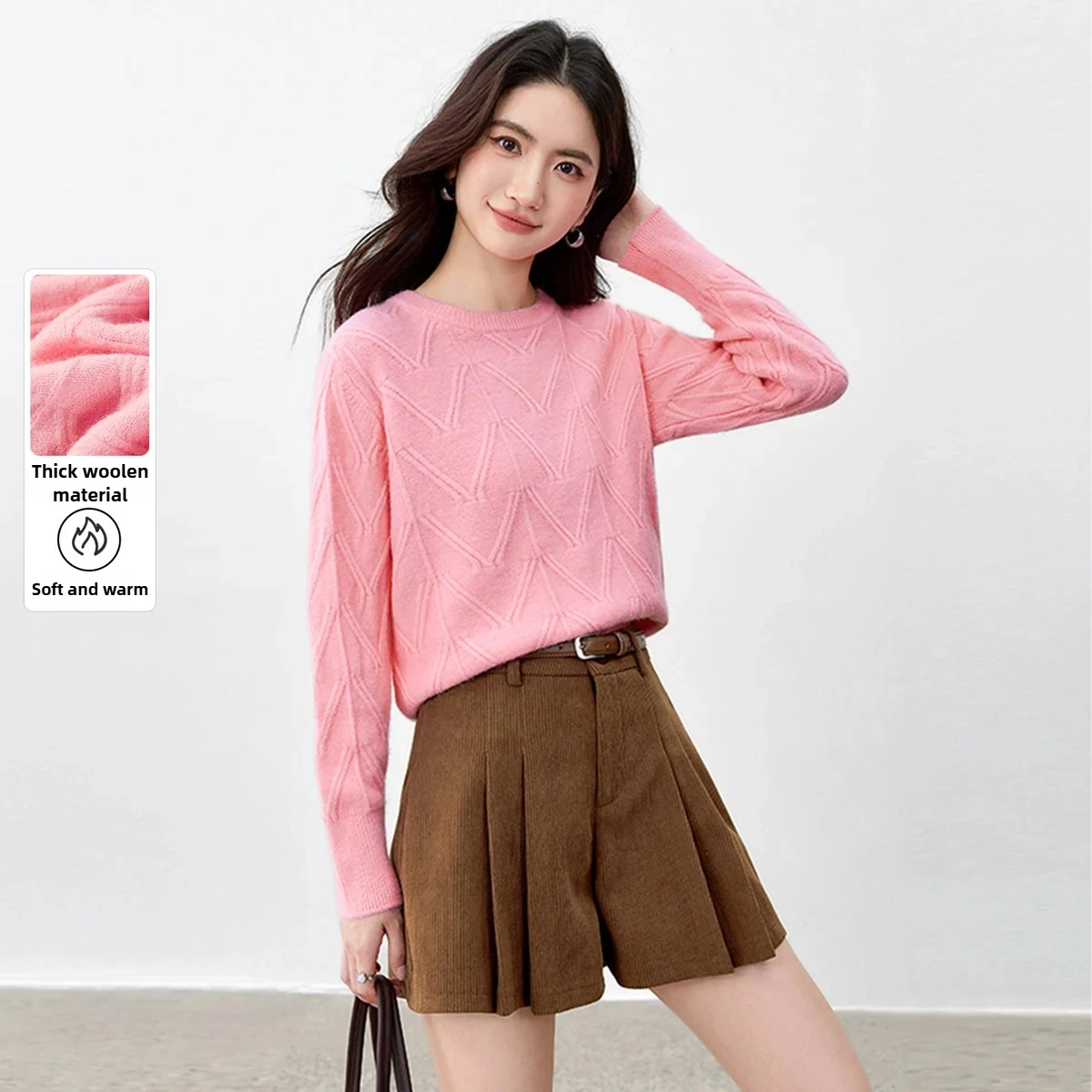 

SENTUBILA милые простые свитера женские, осень 202, однотонные пуловеры с заниженными плечами, вязаные женские топы с круглым вырезом и длинными рукавами W53EE2688