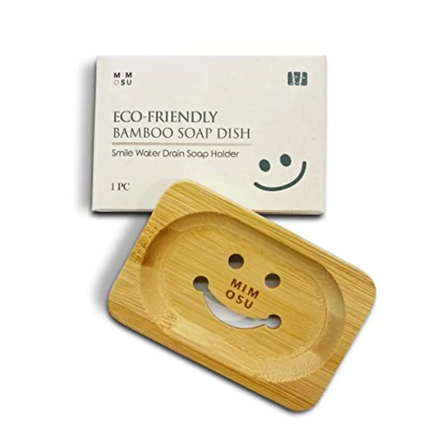 

Bamboo Soap Dish with Drain - Wooden Holder for Shampoo Bars Eco-Friendly Bathroom Tray Zero Waste