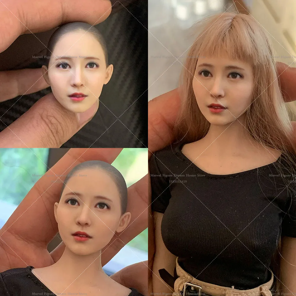 Realistisches bemaltes Harz Koreanische Schönheit Mikami Yua 1/12 1/6 Kopfskulptur Modell für 6 Zoll 12 Zoll weibliche Soldat Actionfigur