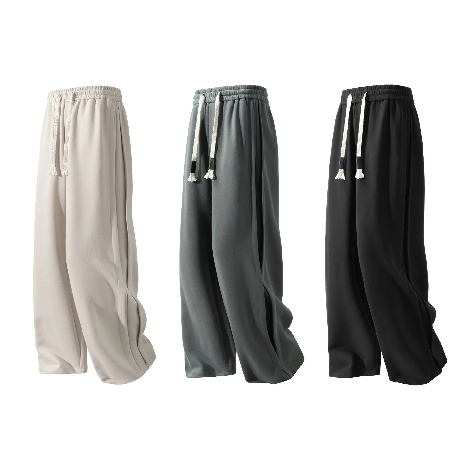 Pantaloni sportivi da uomo Pantaloni a gamba larga Pantaloni lunghi Casual Allentati con lacci Elastico in vita Giuntura Pantaloni semplici da uomo dritti autunno inverno Novità