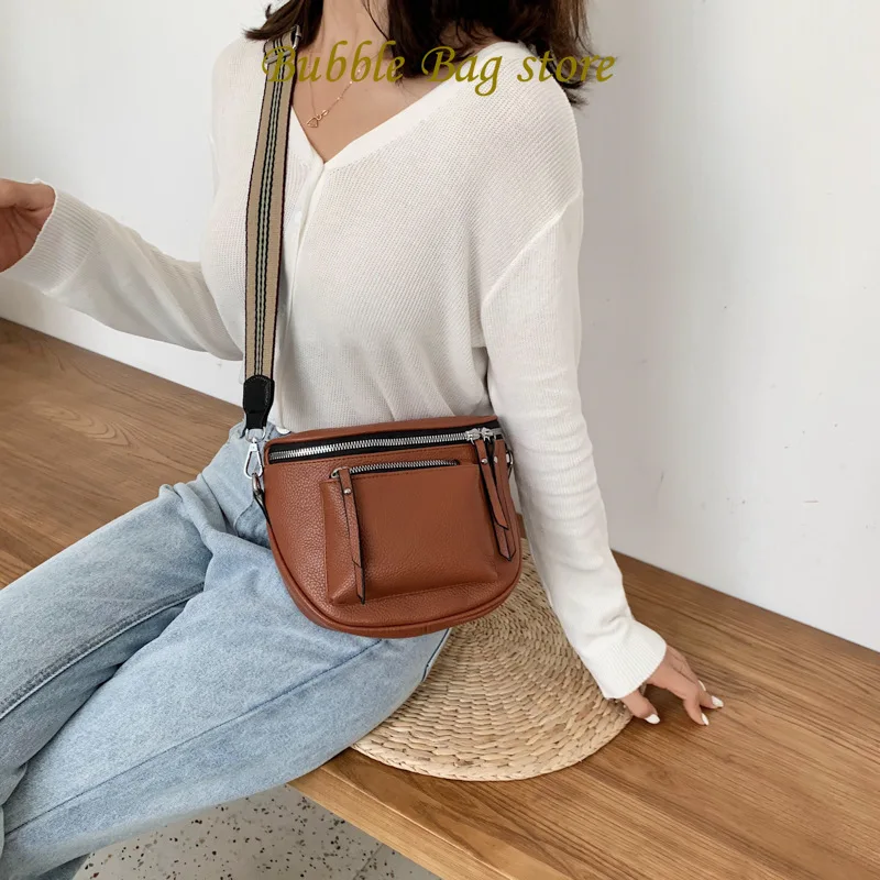 Women's Bag 2024 Fashion Instagram Korean Single Shoulder Crossbody Bag Soft Leather Casual Saddle Bag