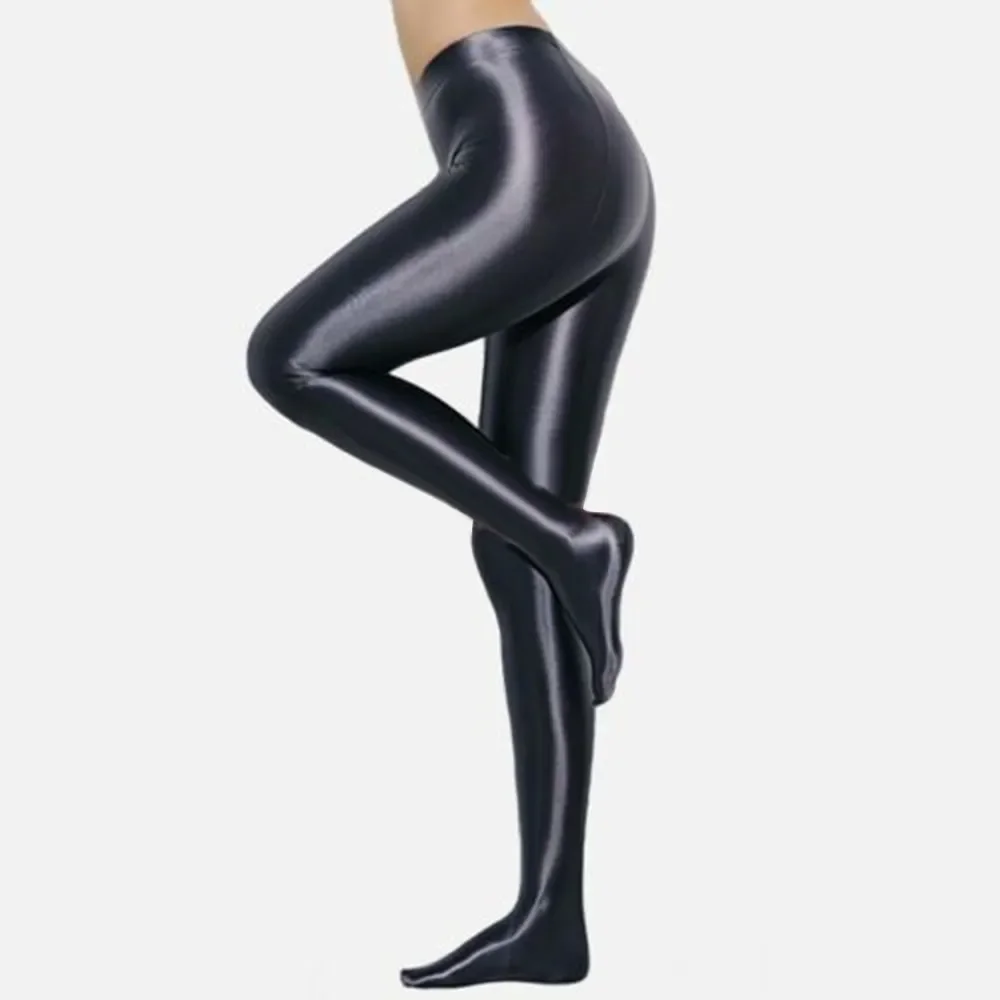 Men Women Satin Glossy Pantyhose Oil Shiny Sheer Stockings Nylons Tights Sissy Lingerie Hosiery Lifting Buttocks Tights Training