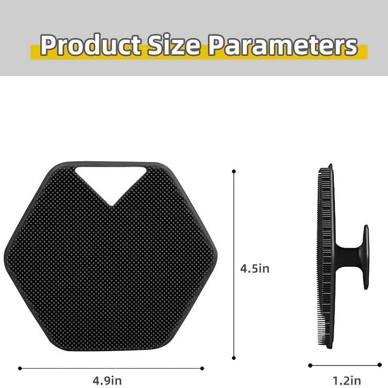 3 Pieces Silicone Exfoliating Body Scrubber Shower And Bath Accessories With Storage Hooks Easy To Clean (Black)