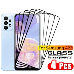 4PCS Full Cover Glass For Samsung A23 Glass Samsung Galaxy A23 Tempered Glass Full Glue Cover Screen Protector Samsung A23 A 23