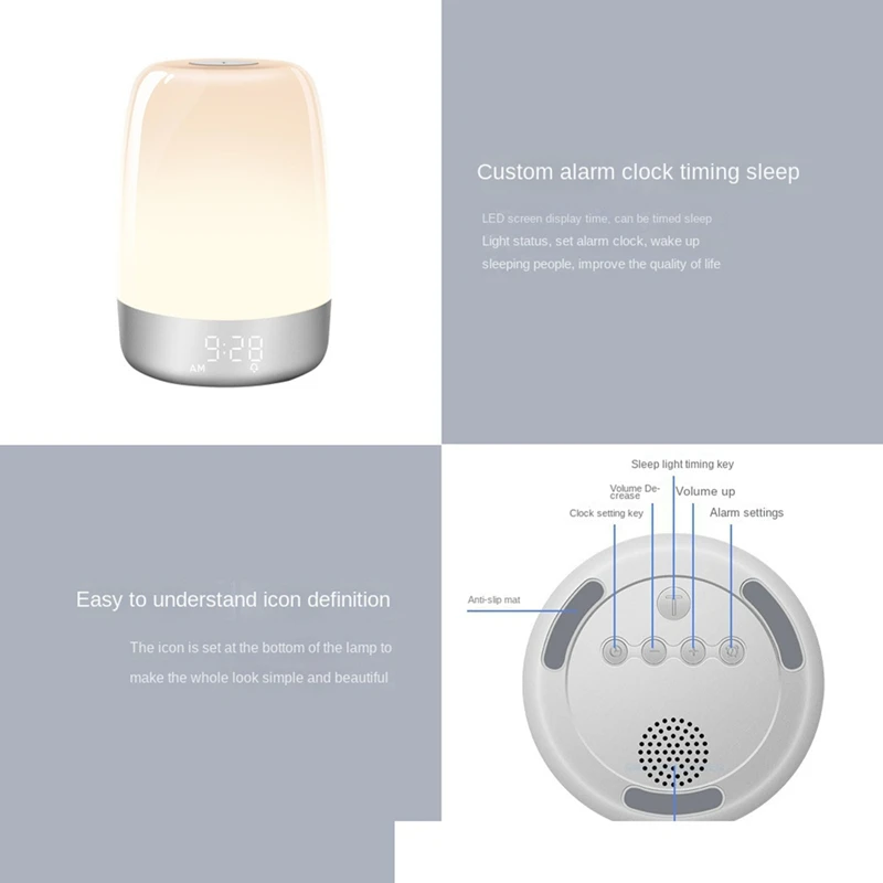 Touch Wake Up Night Light With Sunrise Simulation Alarm Clock Dimmable Warm White LED RGB Bedside Lamp Ambient