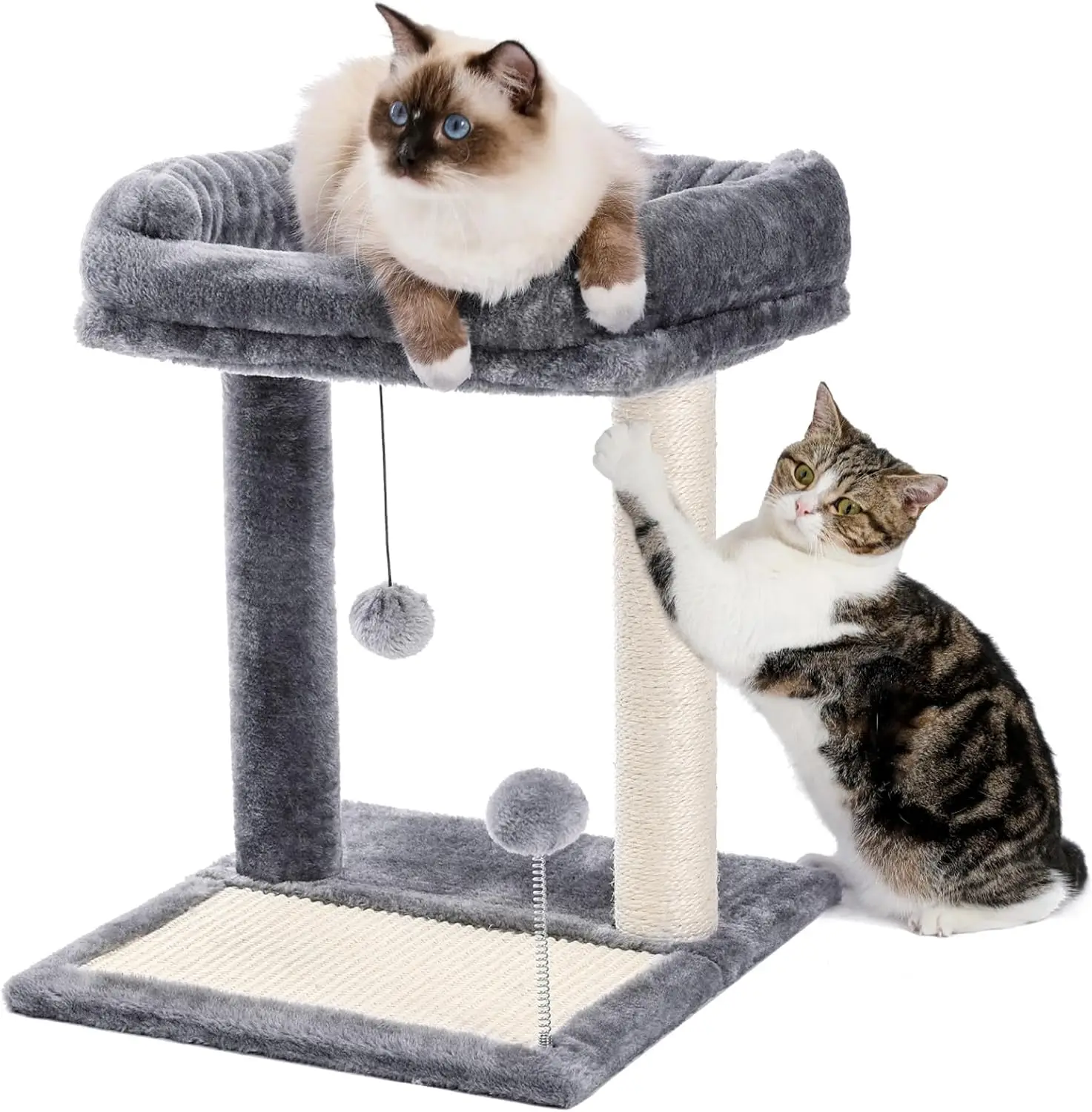 

Cat Scratching Post Bed, Small Cat Tree Tower with Cat Scratcher Pad Large Top Removable Bed with