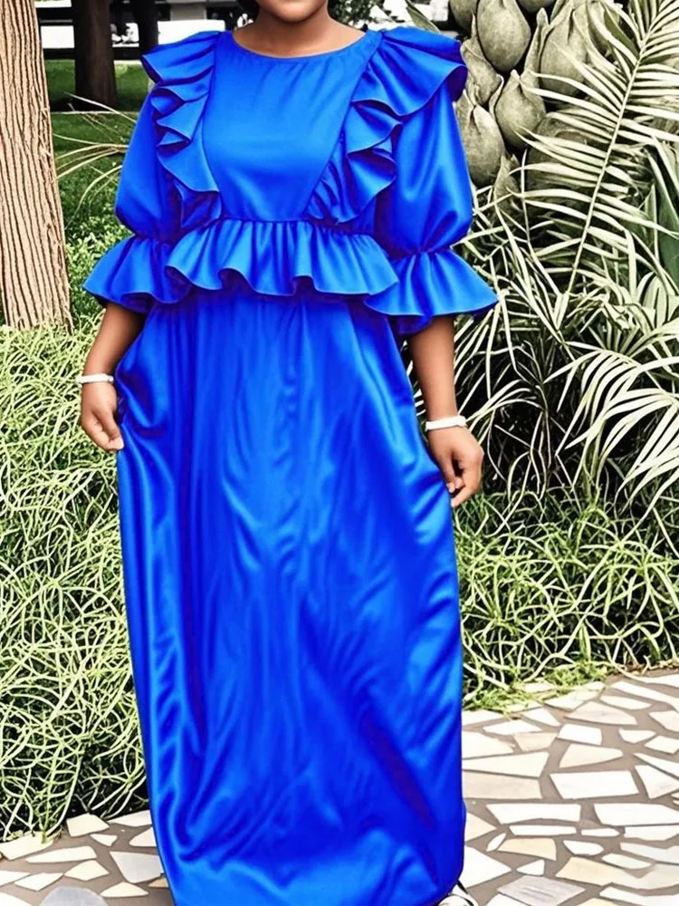 

Colorful African Ankara Women Party Clothing Wedding Party Daily Long Dresses Soft Cotton Dashiki Robe Boubou Clothing