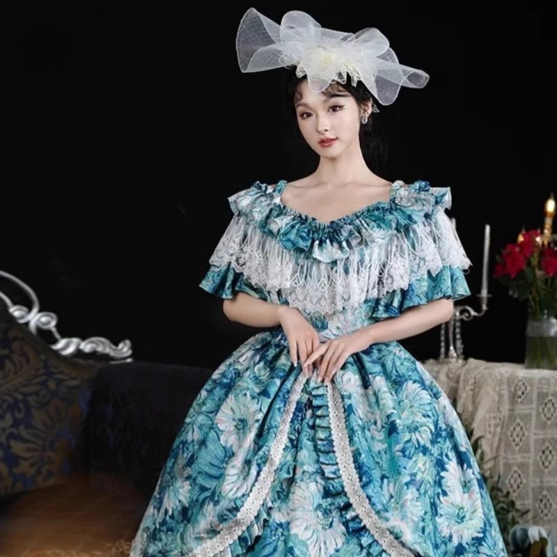 ยุโรปพิมพ์ศาลชุดขุนนางชุดวันเกิดบทบาทเล่นเกมโต๊ะละครภาพ masquerade เจ้าหญิง Glamorous ชุด