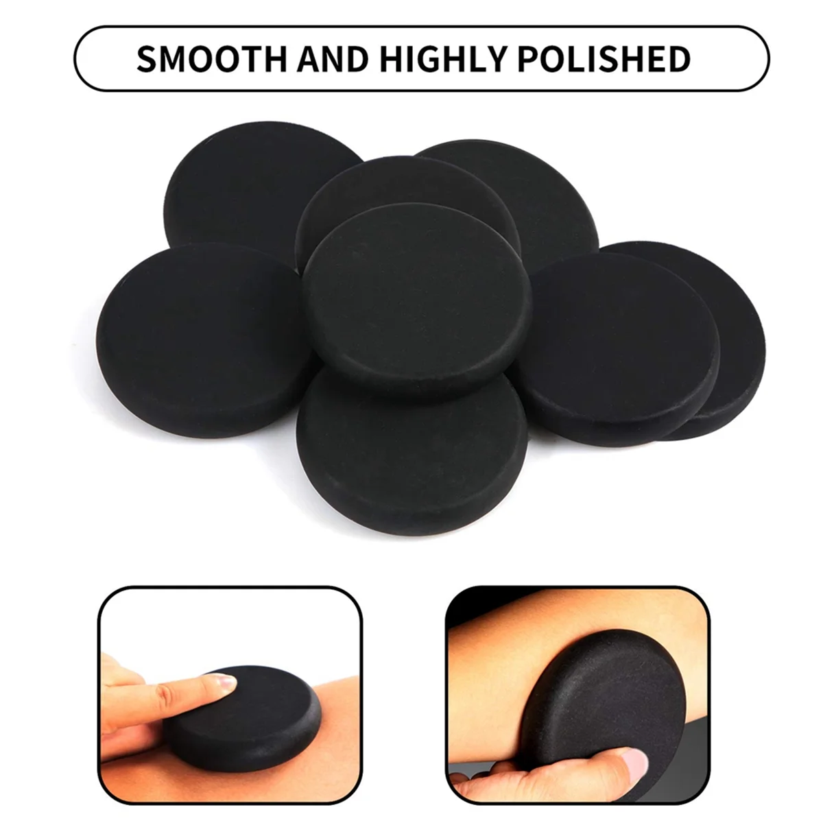 أحجار التدليك، أحجار ساخنة أساسية للتدليك، مجموعة تدليك 6 أحجار ساخنة متوسطة الحجم، أحجار تدليك الصخور الساخنة #3