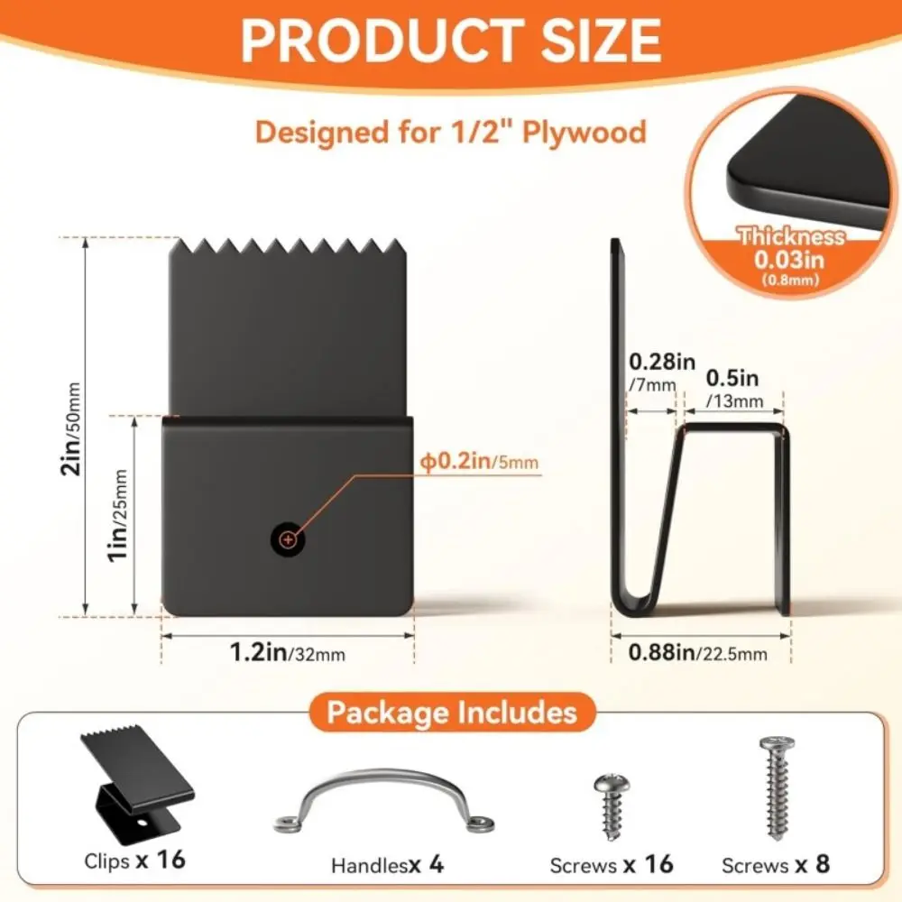 Universal Design Window Clips Reusable Hardware Glued Wooden Hurricane Clips With Screws Door Handles Reusable Clips
