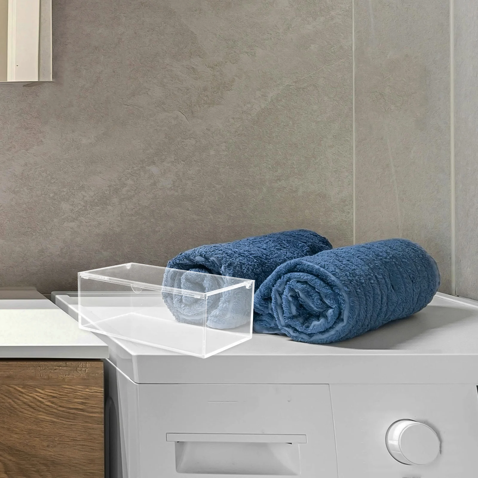 

Transparent Dryer Sheet Storage Box with Lid Large Capacity Acrylic Organizer Laundry Dispenser Container Sundries Storage