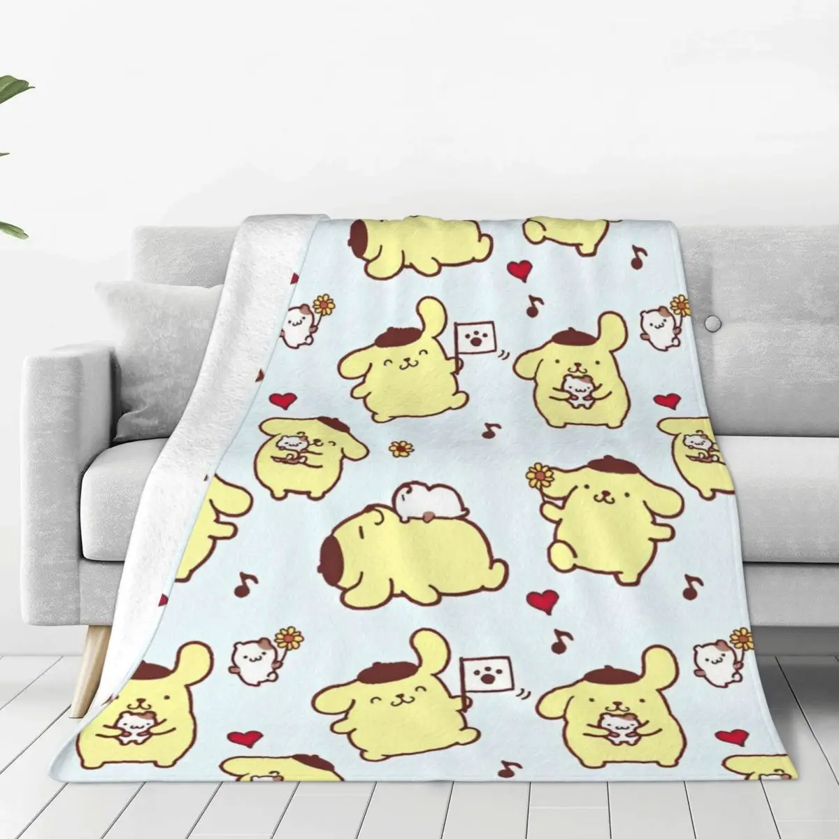 Pompompurin Cartoon Japanese Fleece Throw Blankets Cute Kawaii Blanket for Home Couch Warm Bed Rug