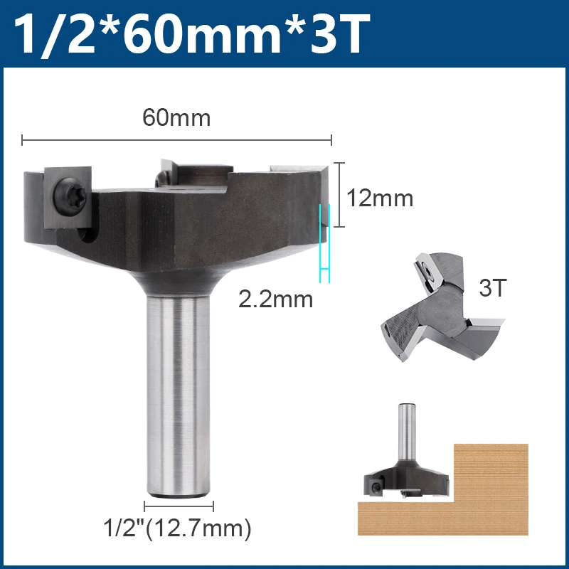 XCAN Fräser CNC Spoilboard Surfacing Route Bit Hartmetalleinsatz Platte Abflachung Holzhobel Bit 8mm 12mm 1/4'' 1/2'' Schaft